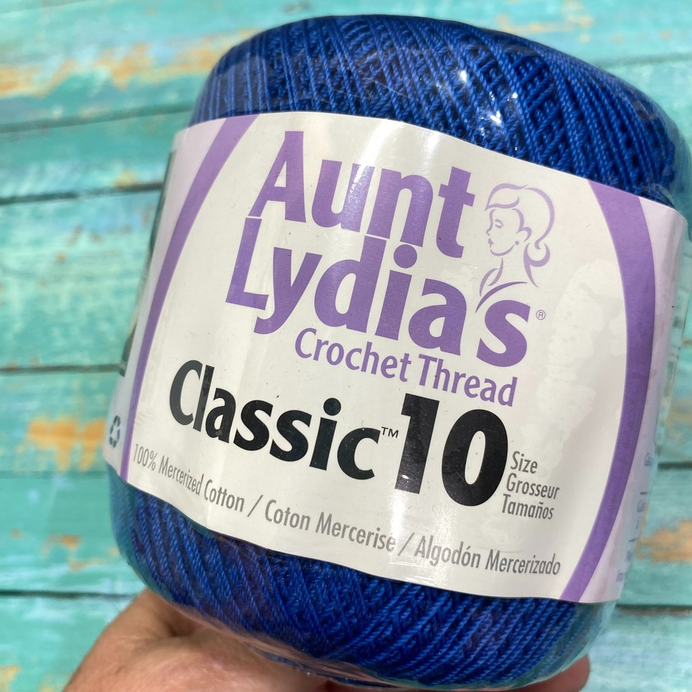 Aunt Lydia’s Classic 10 Crochet Thread Dark Royal Blue 0487 350 Yds Mercerized